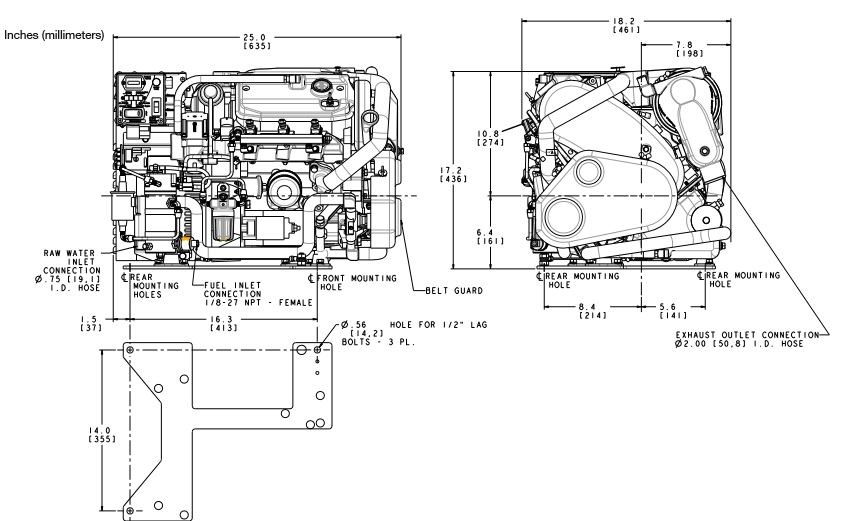 5.0 mcg dimensions Westerbeke 5kW Marine Generator